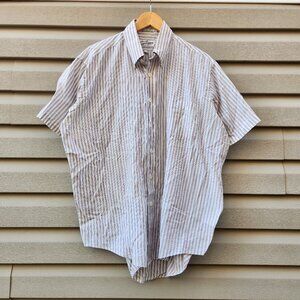 Vintage 80's Sears Roebuck Plaid Stripe Lightweight Button-Down Shirt Mens Size